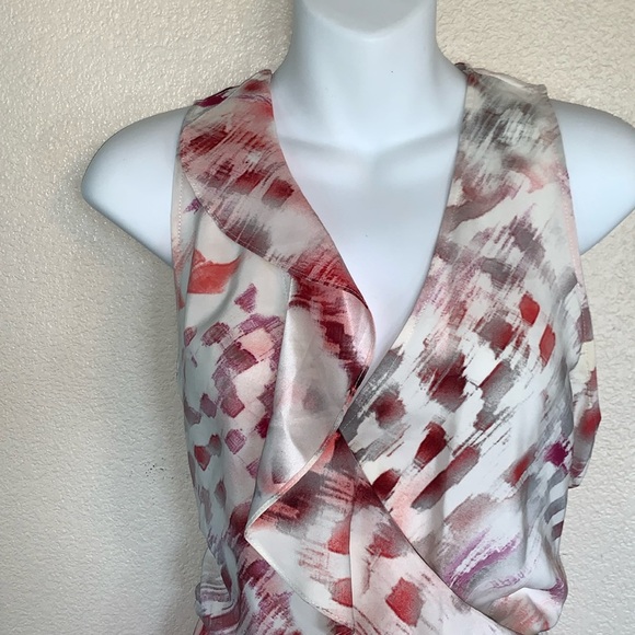 PARKER modern romantic ruffled silk dress, hi-lo, ruffles, sleeveless. M EUC - Picture 4 of 17